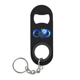 Porte-clé Décapsuleur Infini lumineux avec rose bleue