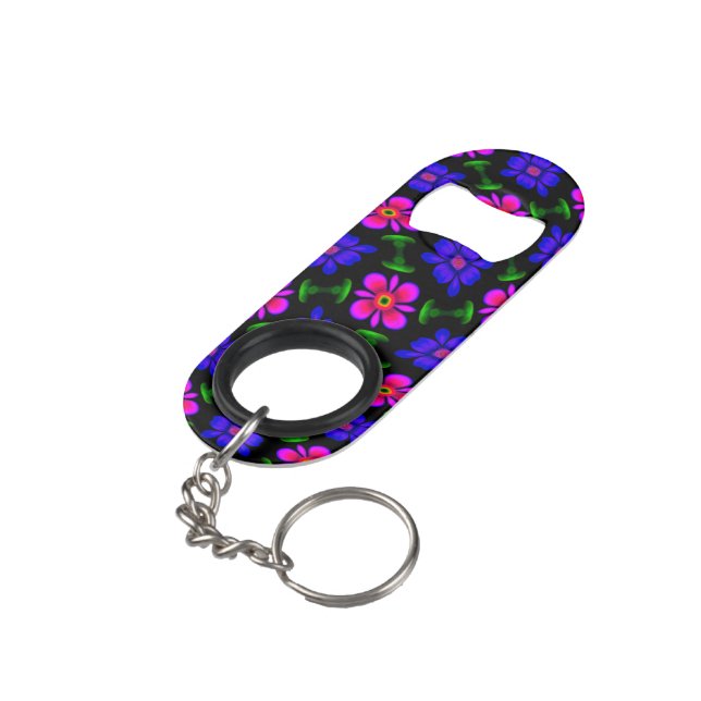 Porte-clé Décapsuleur Joli Motif de fleurs roses (angle arrière)
