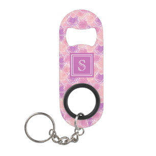 Porte-clé Décapsuleur Jolie fille violet Roses Personnalisé Monogramme