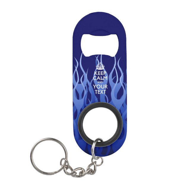 Porte-clé Décapsuleur KEEP CALM PERSONNALISÉ ET Éditer les flammes bleue (Devant)