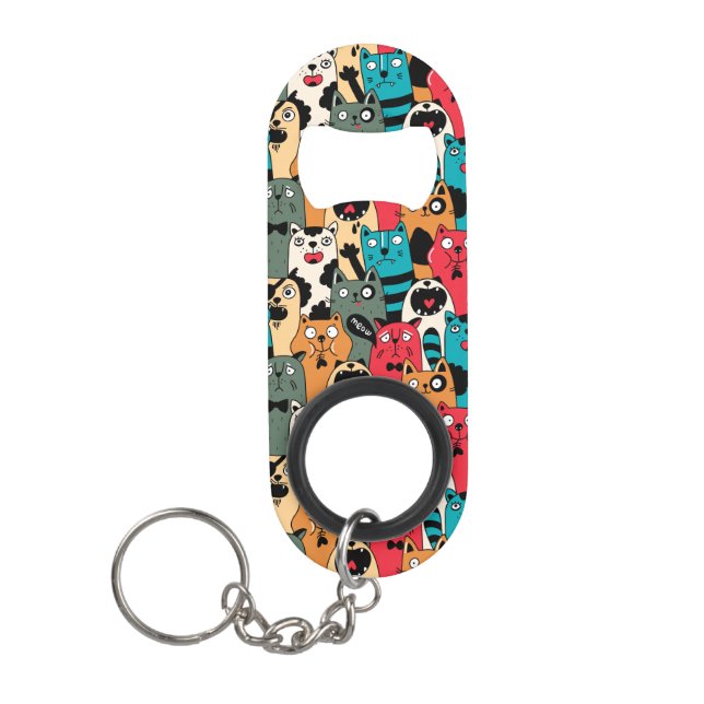 Porte-clé Décapsuleur La foule de chats (Devant)