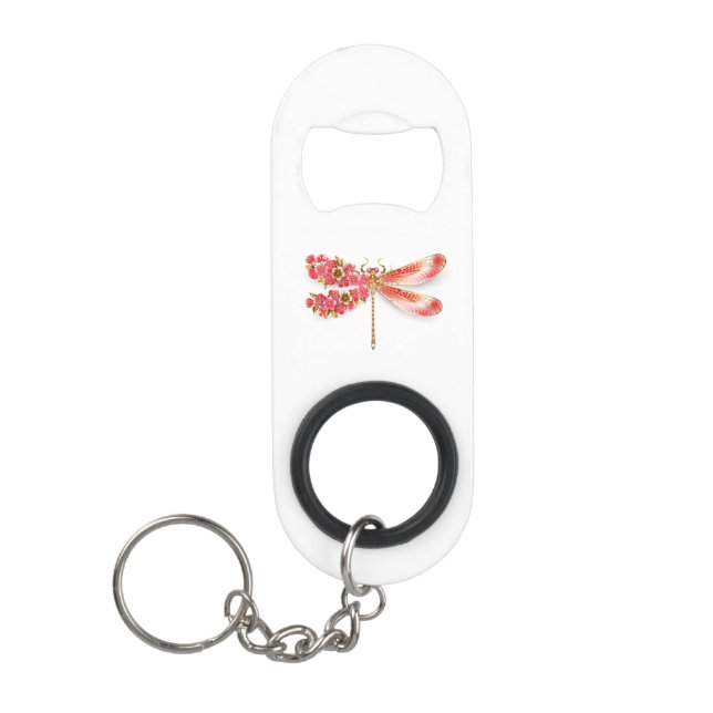 Porte-clé Décapsuleur libellule de fleurs avec sakura de bijoux (Devant)
