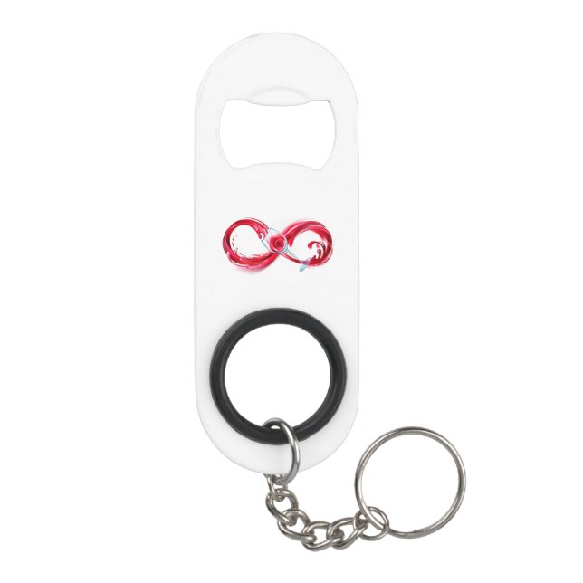 Porte-clé Décapsuleur L'infini avec du vin rouge (Dos)