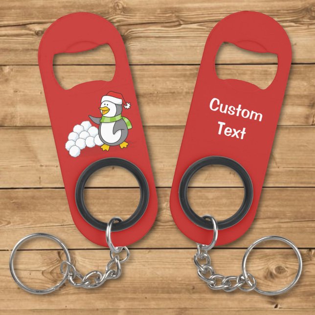 Porte-clé Décapsuleur Manchot de Noël avec boules de neige agitant (Créateur téléchargé)