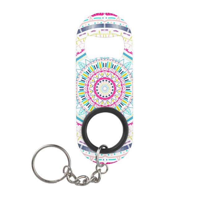 Porte-clé Décapsuleur mandala coloré (Devant)