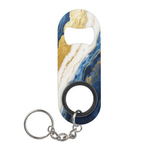Porte-clé Décapsuleur Marbre bleu marine de luxe et feuille d'or