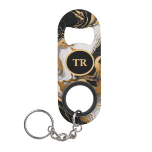 Porte-clé Décapsuleur Marbre noir et or Luxe 