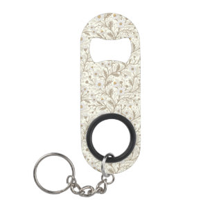 Porte-clé Décapsuleur Marguerites en blanc et marron sur fond blanc cass