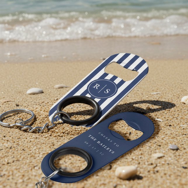 Porte-clé Décapsuleur Mariage de monogramme de la marine nautique (Créateur téléchargé)