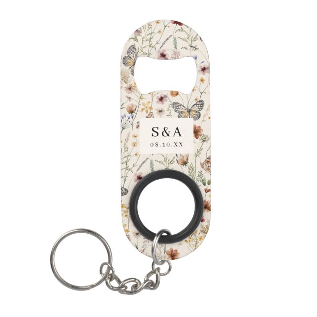 Porte-clé Décapsuleur Mariage Floral Bohème (Devant)