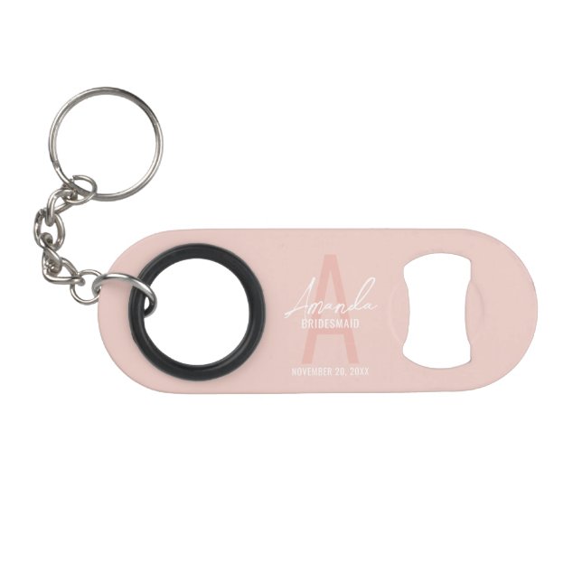Porte-clé Décapsuleur Modern Personalized Bridesmaid's Monogram and Name (Devant (Horizontal))
