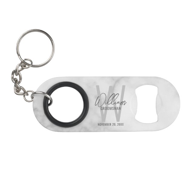 Porte-clé Décapsuleur Modern Personalized Groomsman's Monogram and Name (Devant (Horizontal))
