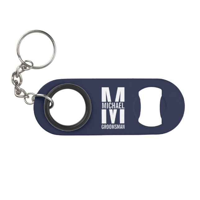Porte-clé Décapsuleur Modern Personalized Groomsmen Monogram and Name (Devant (Horizontal))