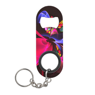 Porte-clé Décapsuleur Moderne Motif Abstrait Floral Coloré Art #06