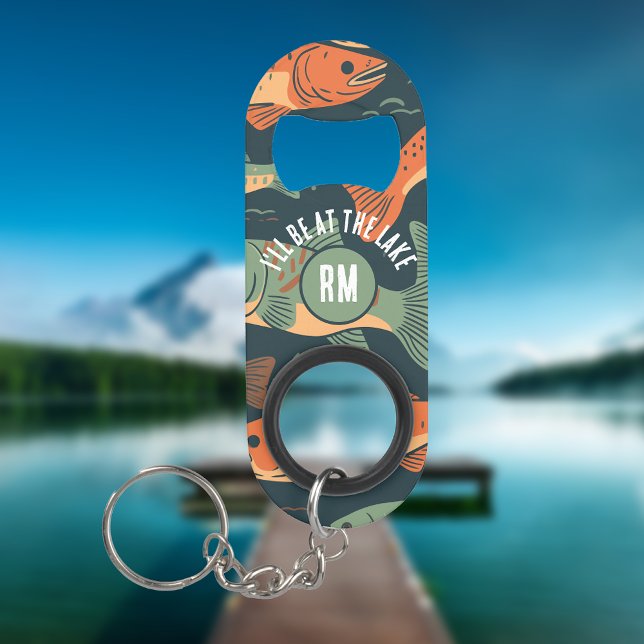 Porte-clé Décapsuleur Monogramme de pêche à la truite (Créateur téléchargé)