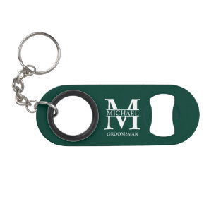 Porte-clé Décapsuleur Monogramme et nom personnalisés de garçon d'honneu