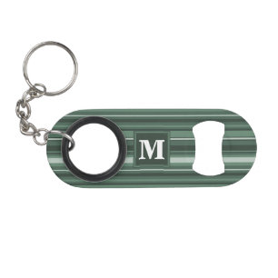 Porte-clé Décapsuleur Monogramme sauge bandes vertes