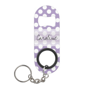 Porte-clé Décapsuleur Monogramme violet blanc tendance Motif de point Po
