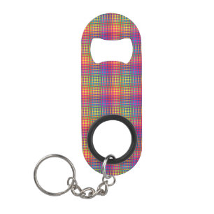 Porte-clé Décapsuleur Motif Abstrait Coloré à Damier