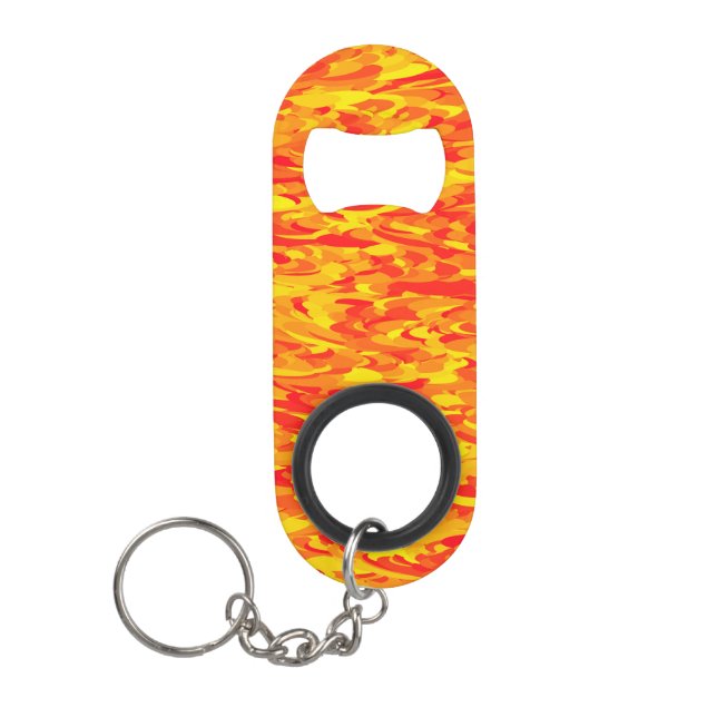 Porte-clé Décapsuleur Motif Abstrait Orange Rouge Jaune (Devant)
