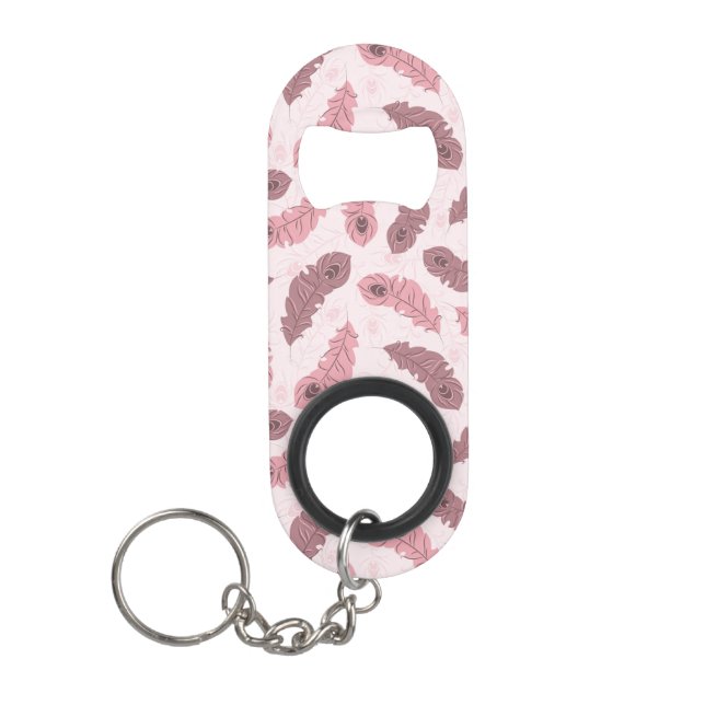 Porte-clé Décapsuleur motif avec des plumes de paon (Devant)