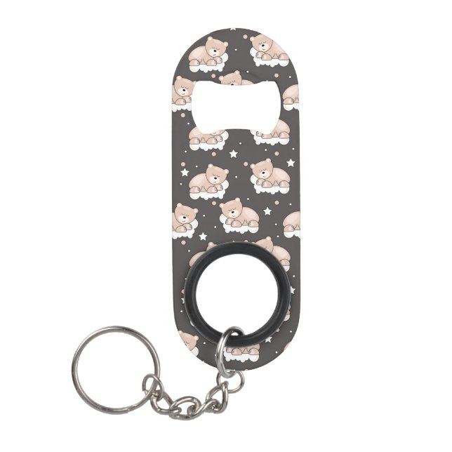 Porte-clé Décapsuleur motif avec le petit sommeil d'ours (Devant)