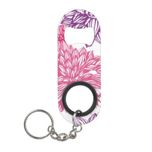 Porte-clé Décapsuleur Motif avec les asters et le dahlia roses