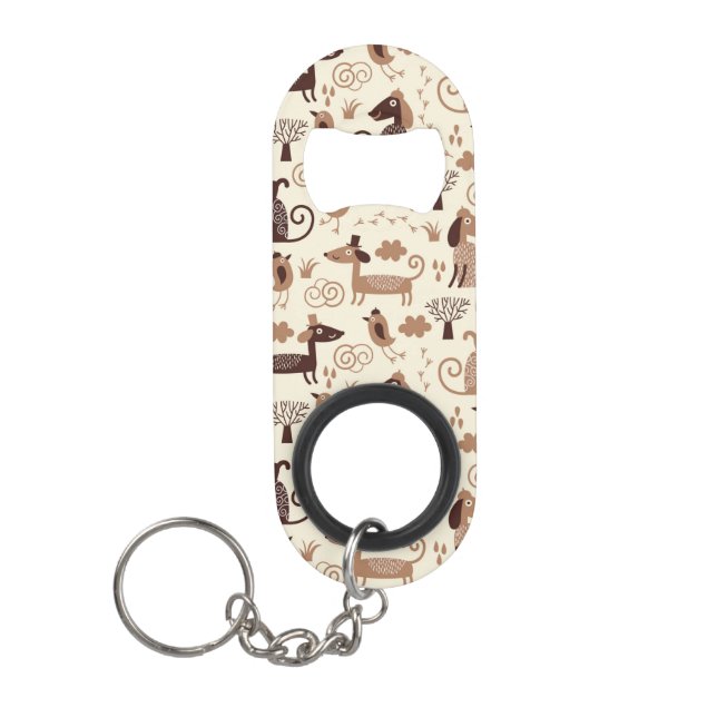 Porte-clé Décapsuleur motif avec les chiens mignons (Devant)