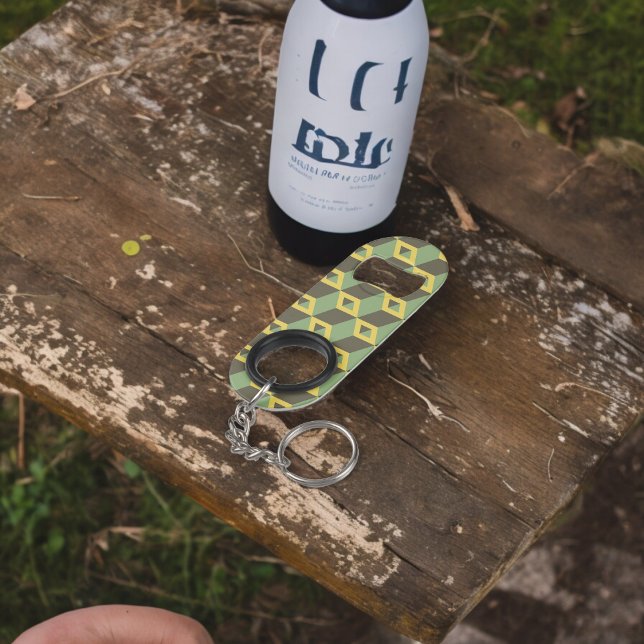 Porte-clé Décapsuleur motif Carré d'illusion 3D (Bottle Openers)
