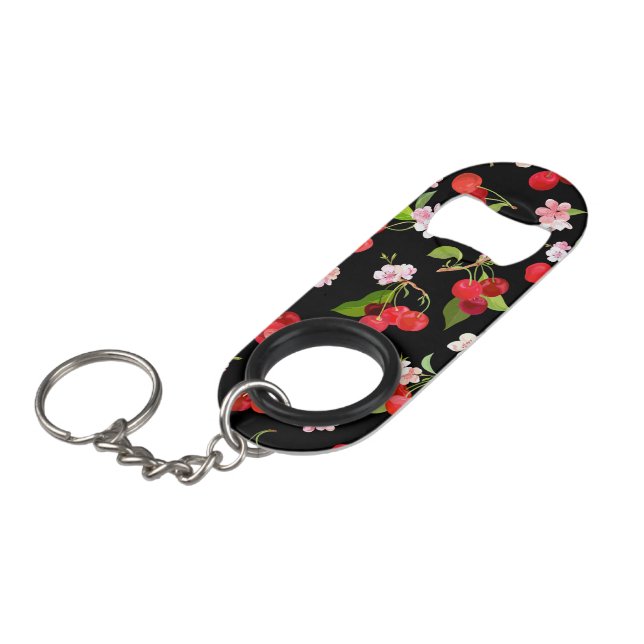 Porte-clé Décapsuleur Motif cerise 2 (Devant Angle)