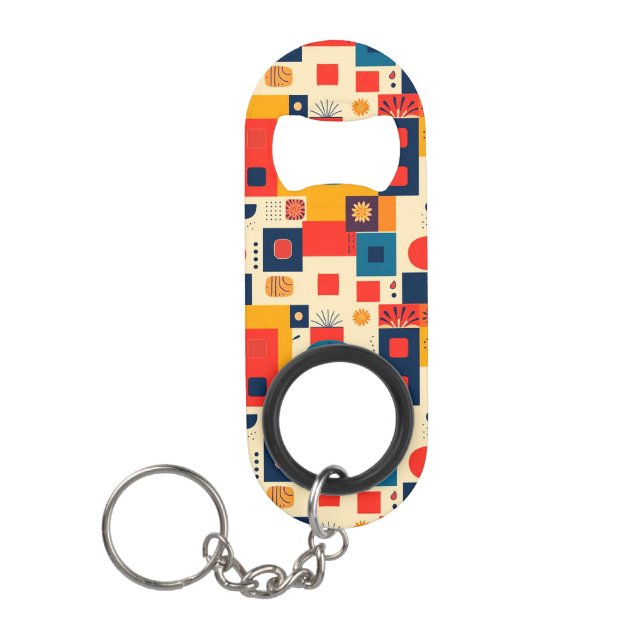 Porte-clé Décapsuleur Motif coloré abstrait (Devant)