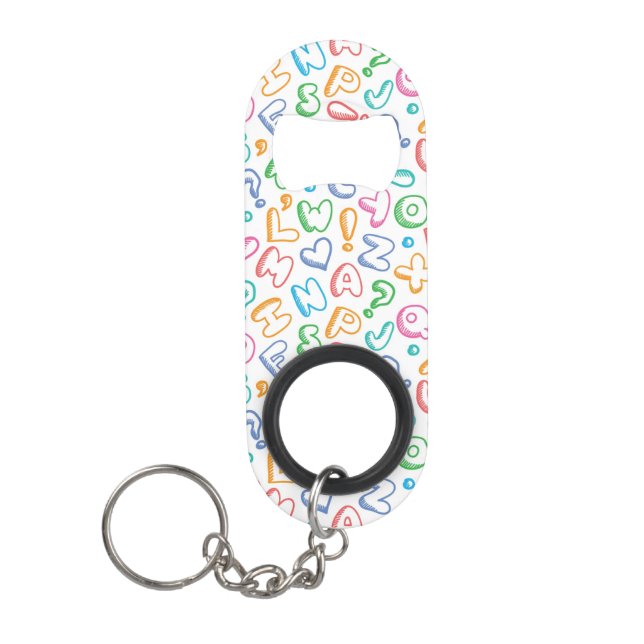 Porte-clé Décapsuleur motif d'alphabet (Devant)