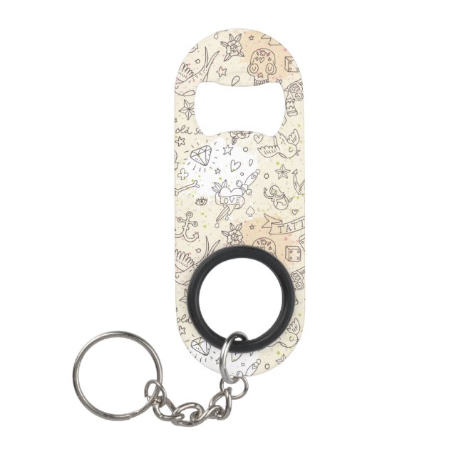 Porte-clé Décapsuleur Motif de concept de tatouage (Devant)