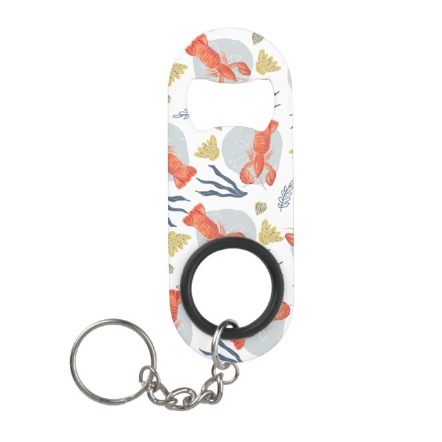 Porte-clé Décapsuleur Motif de crustacés langouste sous l'eau (Devant)