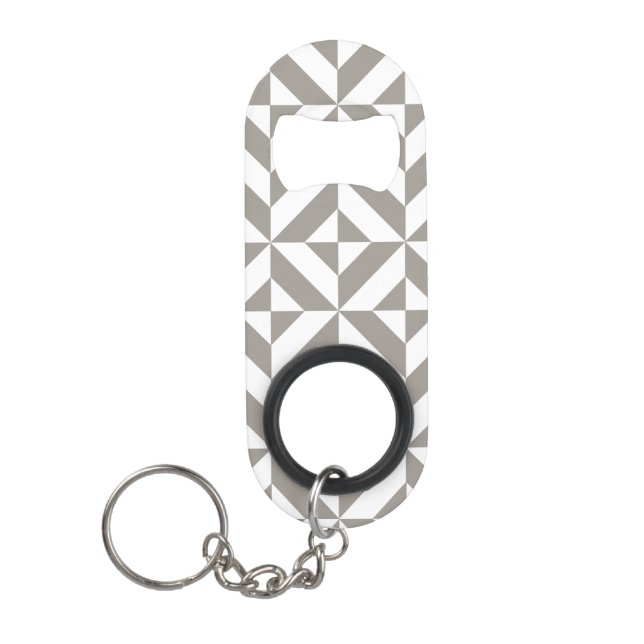 Porte-clé Décapsuleur Motif de cube géométrique gris argenté (Devant)