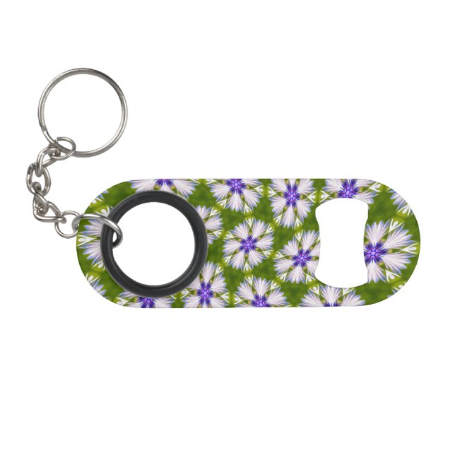 Porte-clé Décapsuleur Motif de fleurs blanches (Devant (Horizontal))