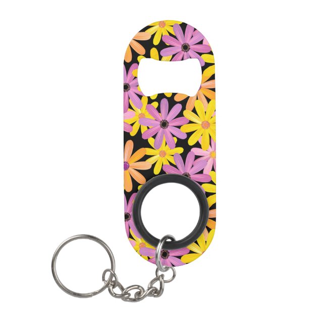 Porte-clé Décapsuleur Motif de fleurs de Gerbera, arrière - plan (Devant)