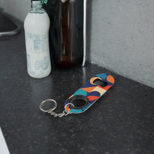 Porte-clé Décapsuleur Motif de formes géométriques multicouleurs Abstrai