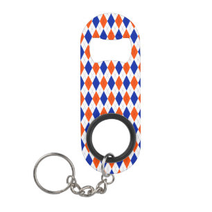 Porte-clé Décapsuleur Motif de Jacquard Diamond Orange et Blue Preppy