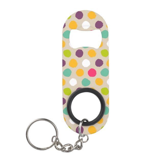 Porte-clé Décapsuleur Motif de point tiré par la main de polka (Devant)
