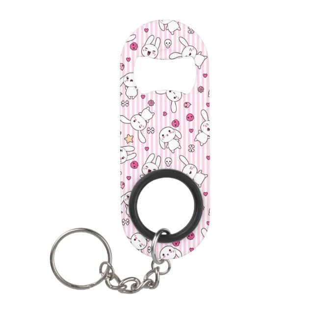 Porte-clé Décapsuleur motif de rayures de kawaii (Devant)