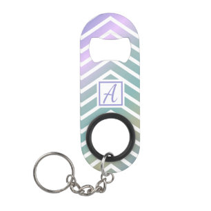 Porte-clé Décapsuleur Motif de zigzag coloré de monogramme fait sur