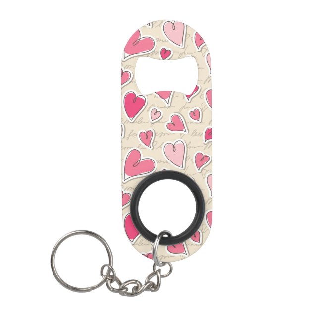 Porte-clé Décapsuleur Motif des coeurs (Devant)