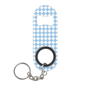 Porte-clé Décapsuleur Motif diamant à carreaux bleu blanc