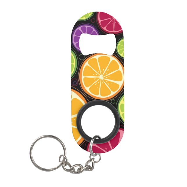 Porte-clé Décapsuleur Motif et arrière - plan oranges (Devant)