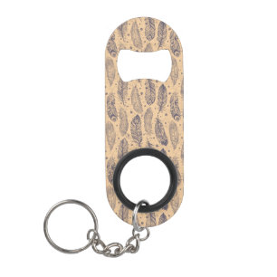Porte-clé Décapsuleur Motif ethnique d'ensemble de plume