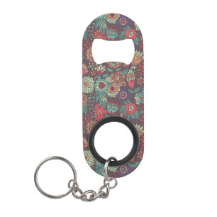 Porte-clé Décapsuleur Motif floral coloré dans le style de bande