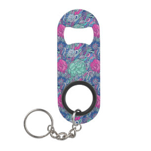 Porte-clé Décapsuleur Motif floral coloré de griffonnage