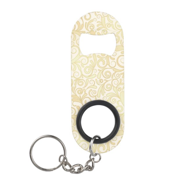 Porte-clé Décapsuleur Motif floral de feuille d'or (Devant)