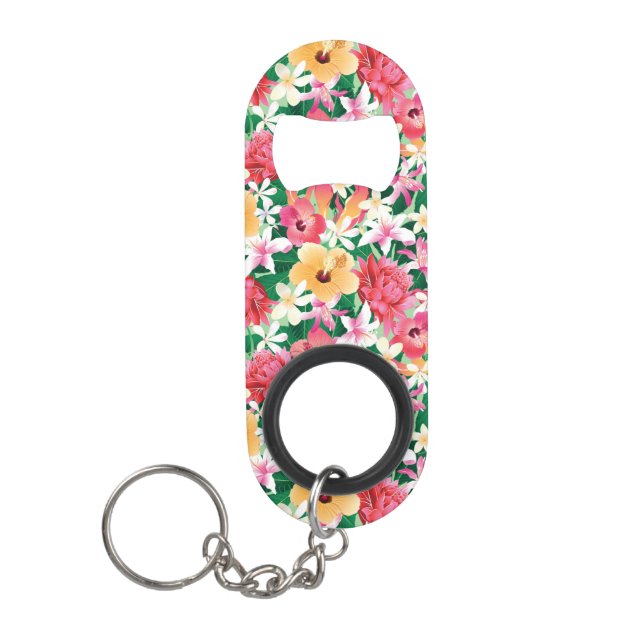 Porte-clé Décapsuleur Motif floral de ketmie tropicale (Devant)